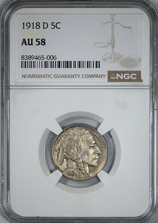1918-D Buffalo Nickel 5C NGC AU58