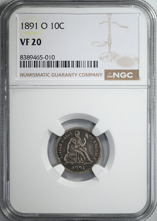 1891-O Liberty Seated Dime 10C NGC VF20