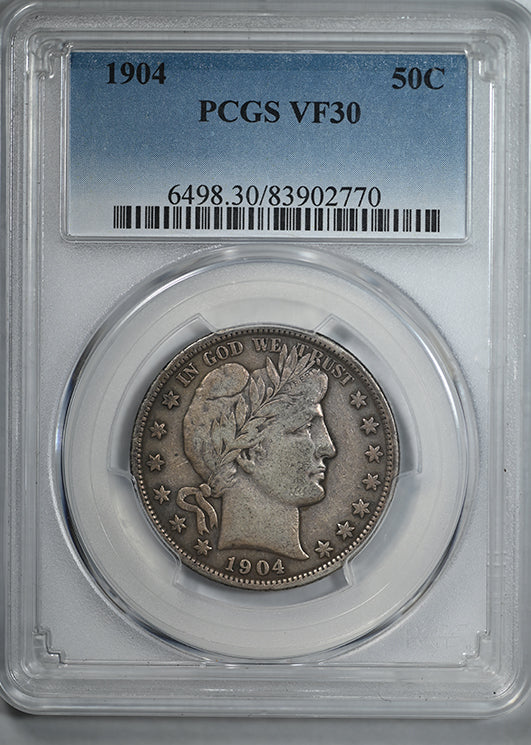 1904 Barber Half Dollar 50C PCGS VF30