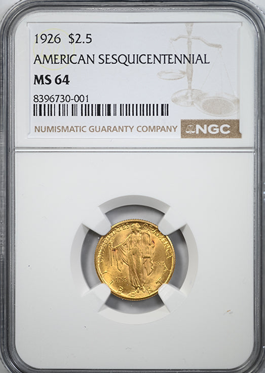 1926 American Sesquicentennial Classic Commemorative Gold Quarter Eagle $2.50 NGC MS64