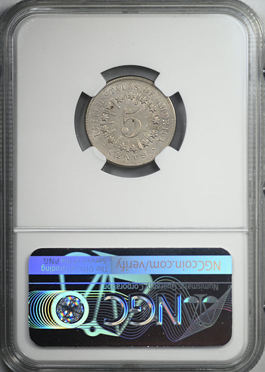 1866 Shield Nickel 5C NGC MS61 - Rays