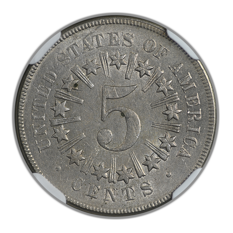 1866 Shield Nickel 5C NGC MS61 - Rays
