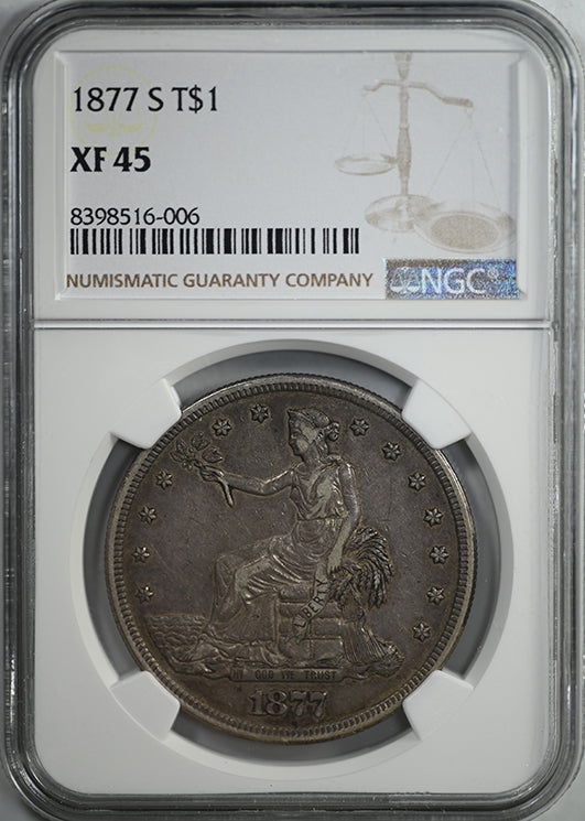 1877-S Trade Dollar T$1 NGC XF45