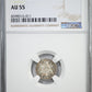 1861 Three Cent Silver Piece 3CS NGC AU55 - TONED!