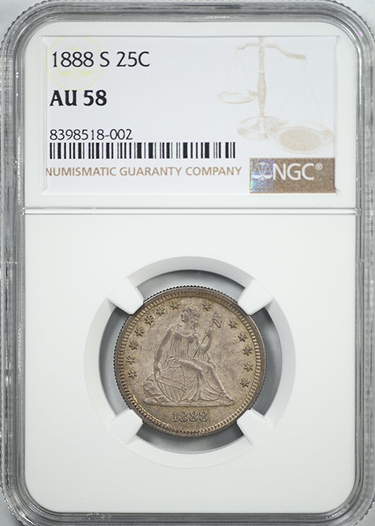 1888-S Liberty Seated Quarter 25C NGC AU58