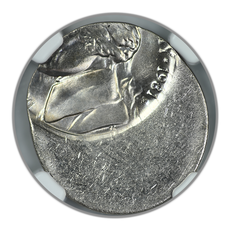 1981-P Jefferson Nickel 5C NGC Mint Error MS67 Struck 50% Off Center