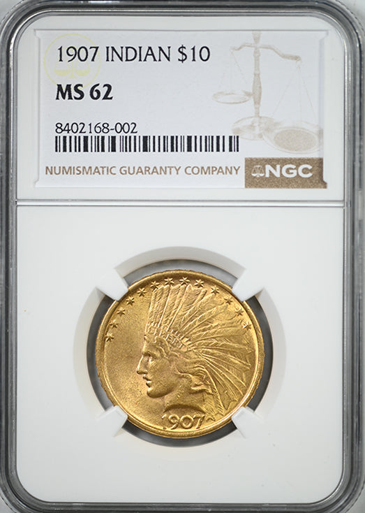 1907 Indian Head Gold Eagle $10 NGC MS62