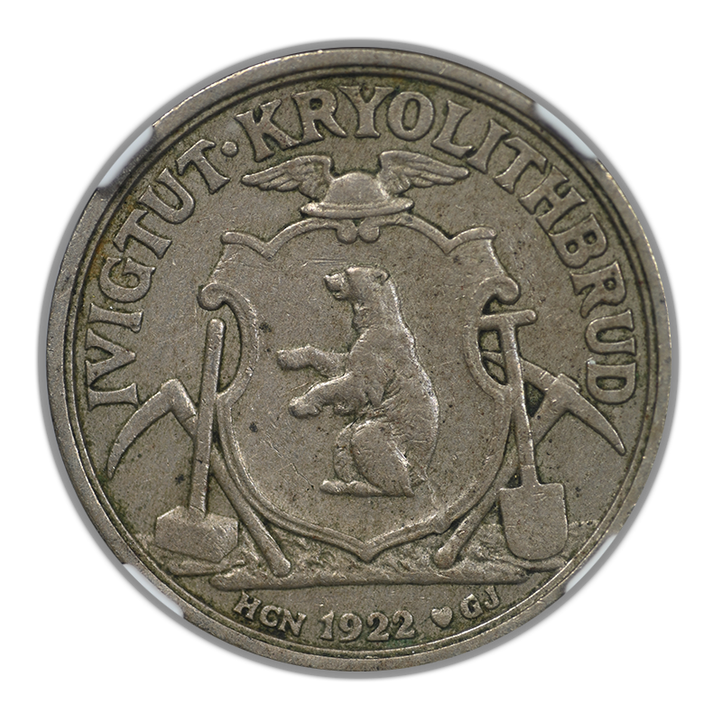 1922 Greenland 50O Ore NGC XF45 - Ivigtut Cryolite Mining
