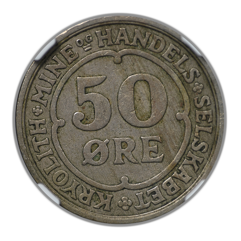 1922 Greenland 50O Ore NGC XF45 - Ivigtut Cryolite Mining