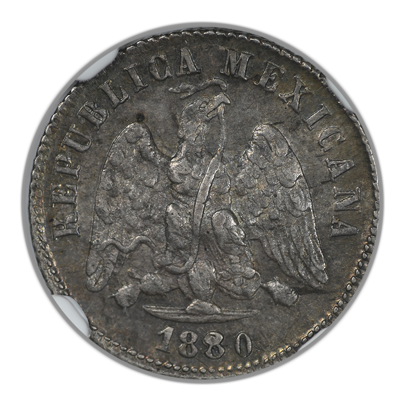1880 CH G Mexico 10C Centavos NGC AU58