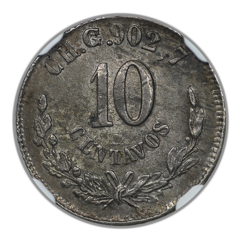 1880 CH G Mexico 10C Centavos NGC AU58