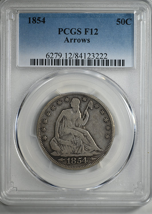 1854 Liberty Seated Half Dollar 50C PCGS F12 - Arrows