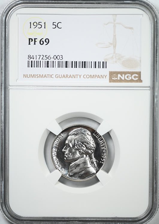 1951 Proof Jefferson Nickel 5C NGC PF69