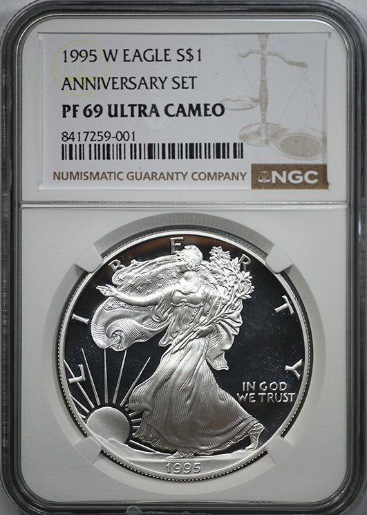 1995-W Proof American Silver Eagle S$1 NGC PF69 Ultra Cameo - Anniversary Set