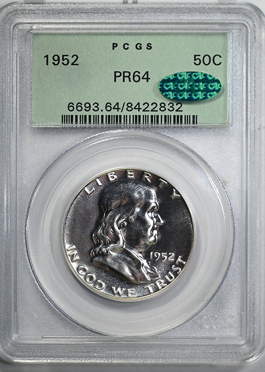 1952 Proof Franklin Half Dollar 50C PCGS PR64 CAC OGH