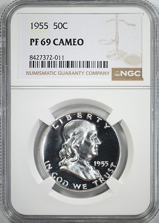 1955 Proof Franklin Half Dollar 50C NGC PF69CAM Cameo