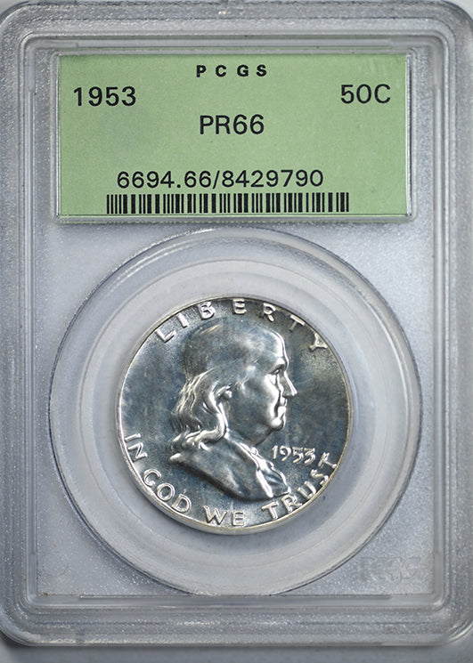 1953 Proof Franklin Half Dollar 50C PCGS PR66 OGH Obverse Slab