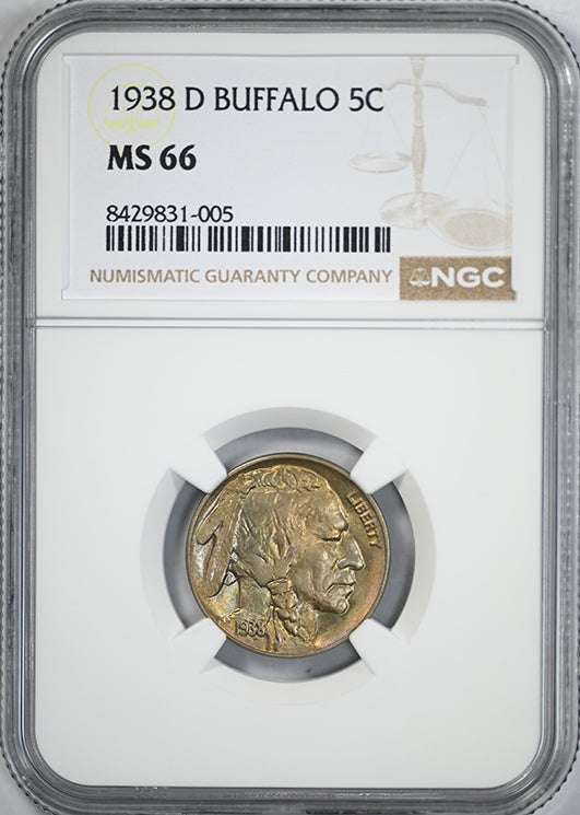 1938-D Buffalo Nickel 5C NGC MS66