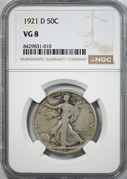 1921-D Walking Liberty Half Dollar 50C NGC VG8