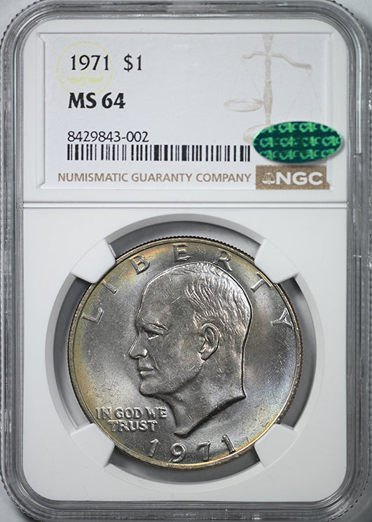1971 Clad Eisenhower Ike Dollar $1 NGC MS64 CAC - TONED!