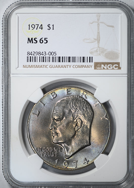 1974 Clad Eisenhower Ike Dollar $1 NGC MS65 - TONED!