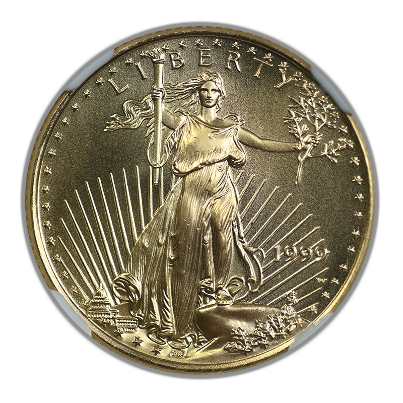 1999-W American Gold Eagle $10 1/4oz NGC MS69 With W