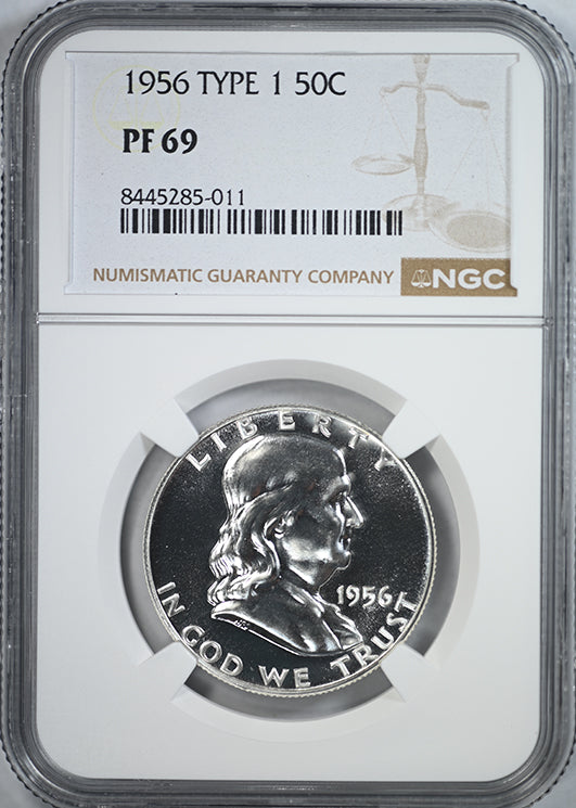1956 Proof Type 1 Franklin Half Dollar 50C NGC PF69
