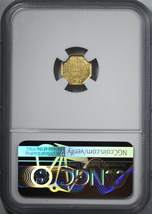 1853 Octagonal California Fractional Gold Liberty Head Dollar G$1 NGC Uncirculated Details BG-530