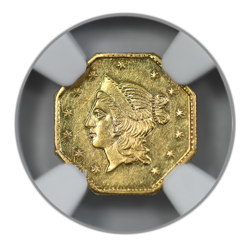 1853 Octagonal California Fractional Gold Liberty Head Dollar G$1 NGC Uncirculated Details BG-530