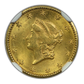 1849 No L Type 1 Liberty Head Gold Dollar G$1 NGC Mint Error MS63 - Obverse Struck Thru