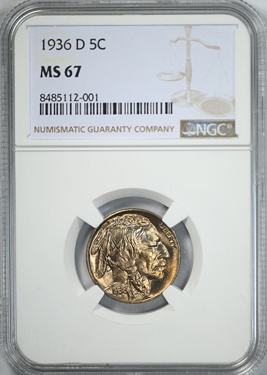 1936-D Buffalo Nickel 5C NGC MS67