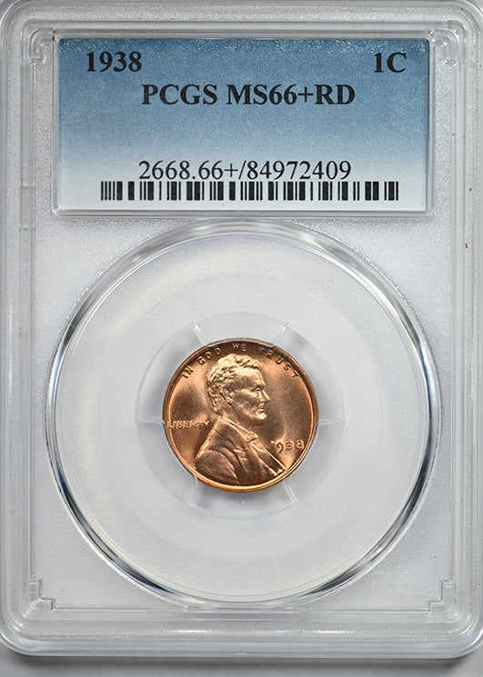 1938 Lincoln Wheat Cent 1C PCGS MS66+RD