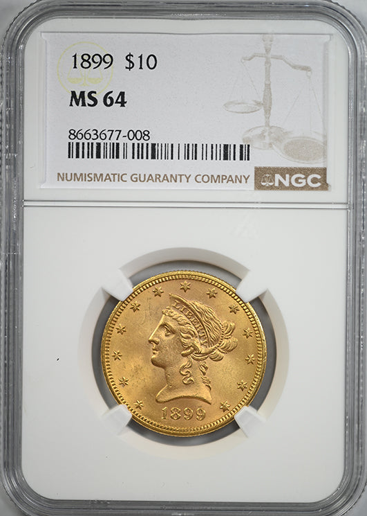 1899 Liberty Head Gold Eagle $10 NGC MS64