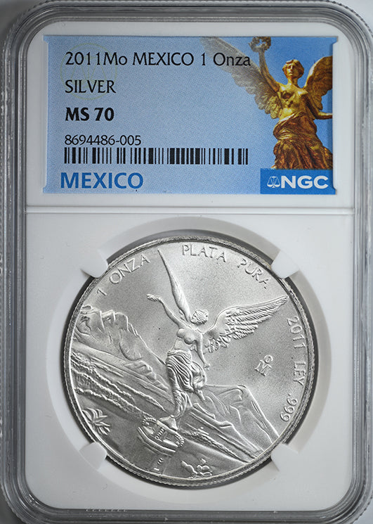 2011-Mo Mexico Silver Libertad 1 Onza NGC MS70