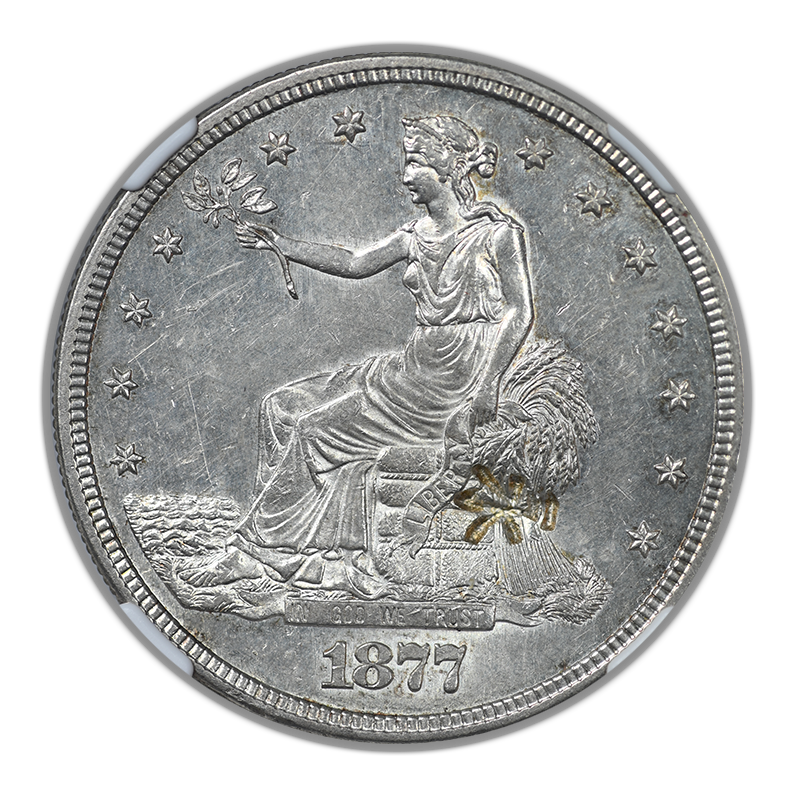 1877-S Trade Dollar T$1 NGC UNC Details - Chopmarked