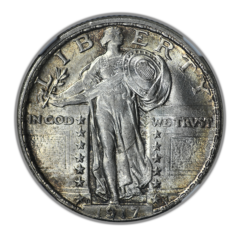 1917-D Type 2 Standing Liberty Quarter 25C NGC MS62FH - Full Head