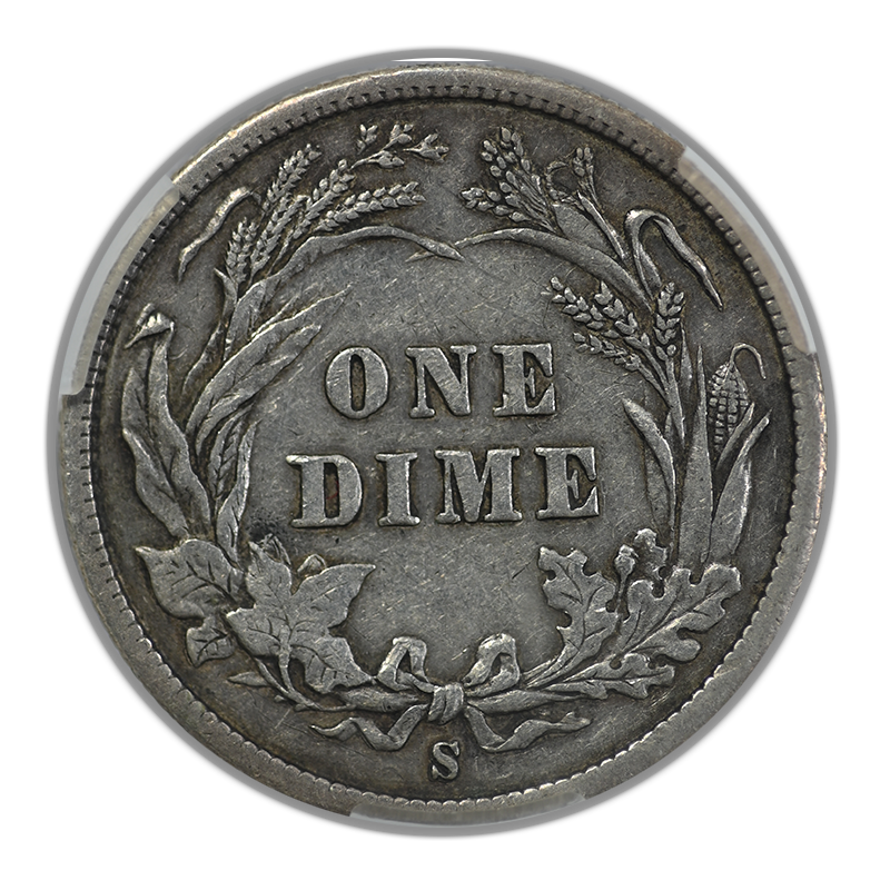 1897-S Barber Dime 10C CAC VF25 Reverse