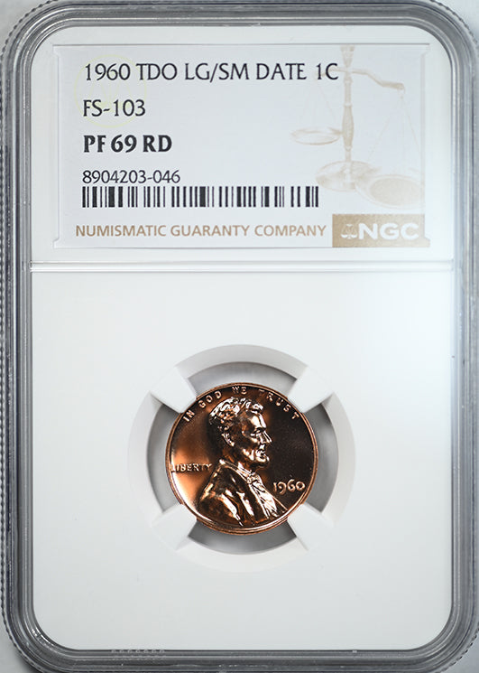 1960 Tripled Die Obverse Proof Lincoln Memorial Cent 1C NGC PF69RD TDO LG/SM Date FS-103