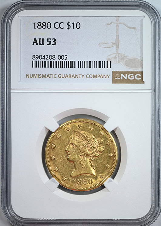 1880-CC Liberty Head Gold Eagle $10 NGC AU53