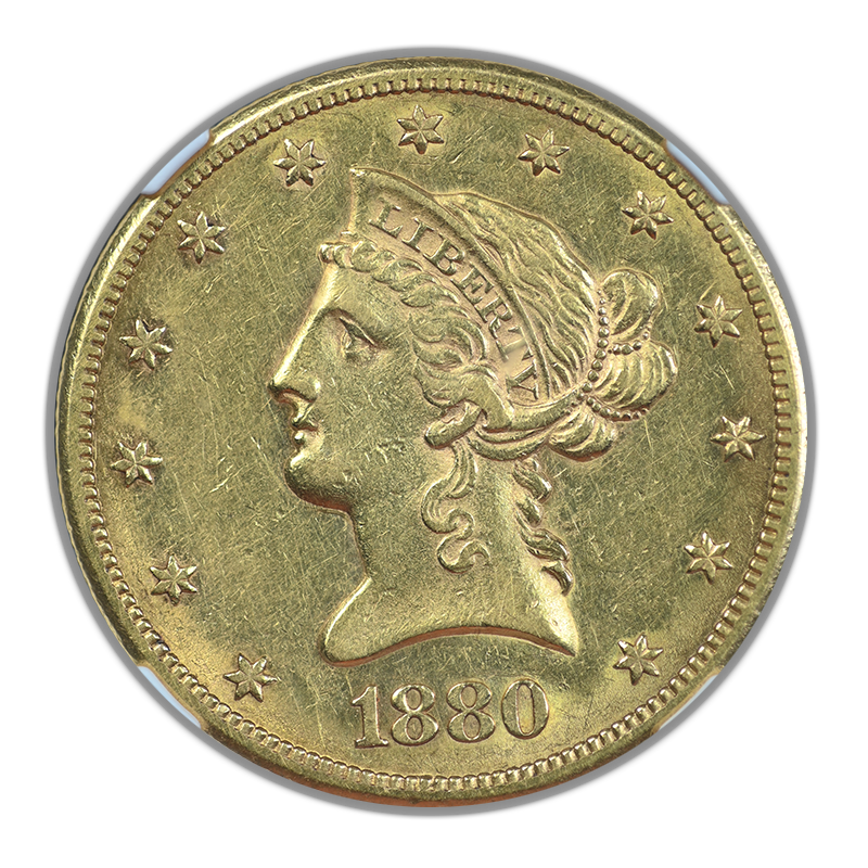 1880-CC Liberty Head Gold Eagle $10 NGC AU53