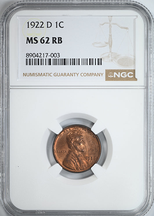 1922-D Lincoln Wheat Cent 1C NGC MS62RB