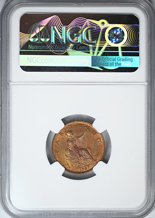 1927 Great Britain 1/4P Farthing NGC MS65RB