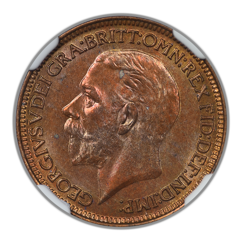 1927 Great Britain 1/4P Farthing NGC MS65RB