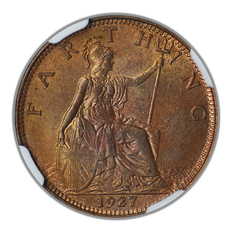 1927 Great Britain 1/4P Farthing NGC MS65RB
