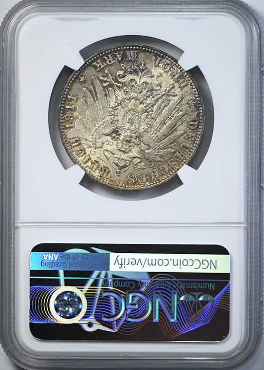 1911 D Germany 3M Mark Bavaria NGC MS63 - 90th Birthday