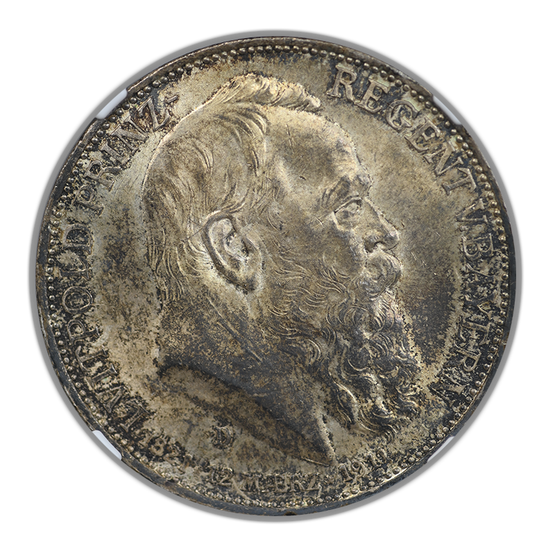 1911 D Germany 3M Mark Bavaria NGC MS63 - 90th Birthday