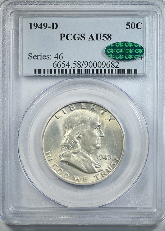 1949-D Franklin Half Dollar 50C PCGS AU58 CAC