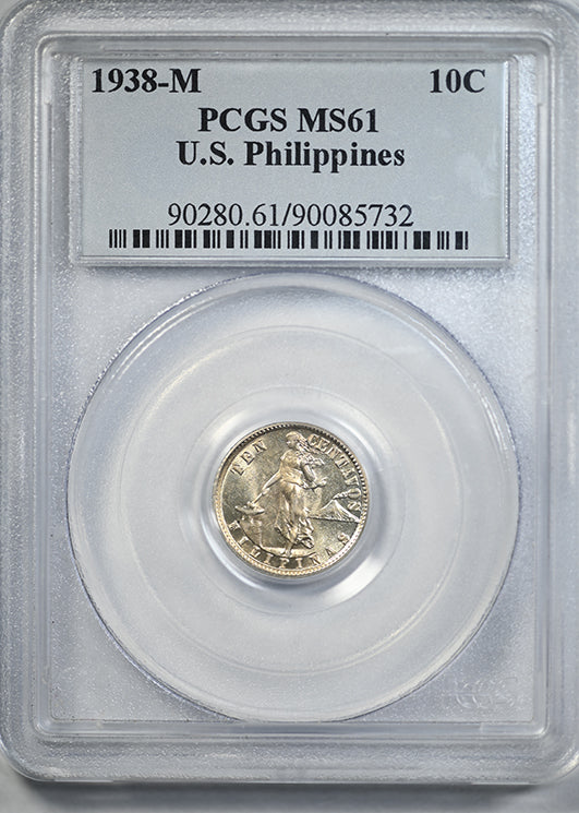 1938-M U.S. Philippines 10C Centavos PCGS MS61
