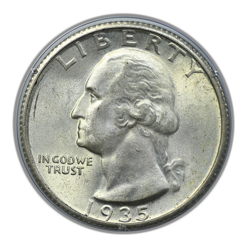 1935-D Washington Quarter 25C PCGS Rattler MS62