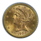 1908 Liberty Head Gold Half Eagle $5 PCGS Rattler MS62 Gold CAC Obverse